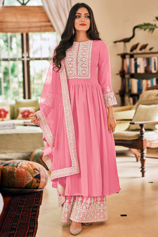 Pink Color Georgette Fabric Function Wear Classic Pakistani Suit