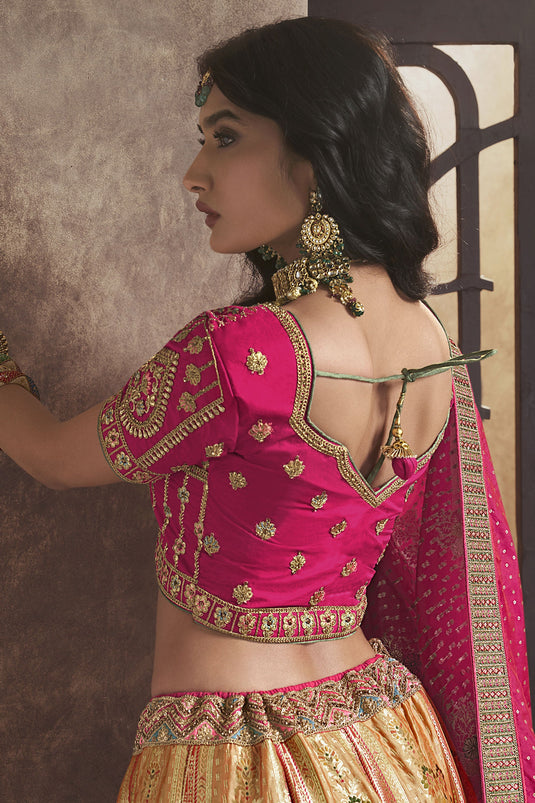 Beige Color Sequins Work On Silk Fabric Beatific Bridal Lehenga