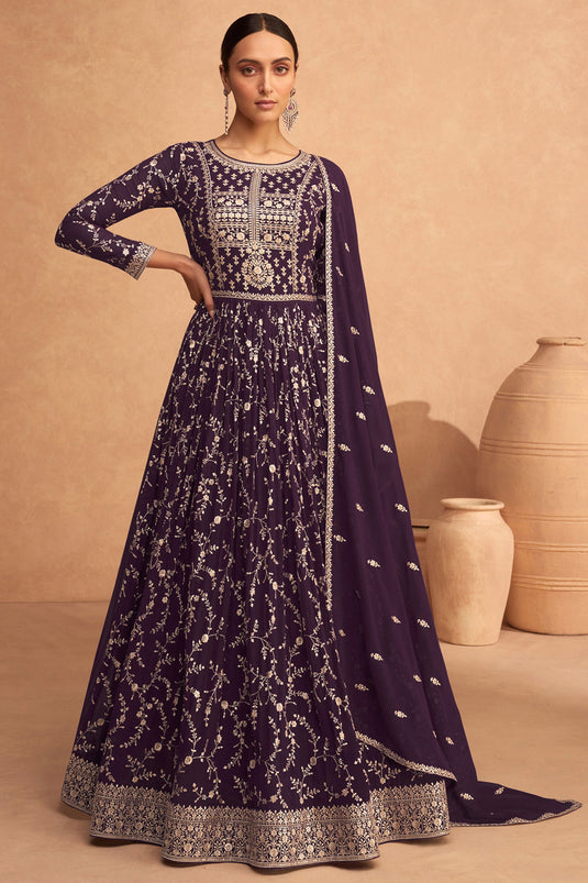 Georgette Fabric Sequins Work Function Wear Pretty Long Anarkali Salwar Kameez
