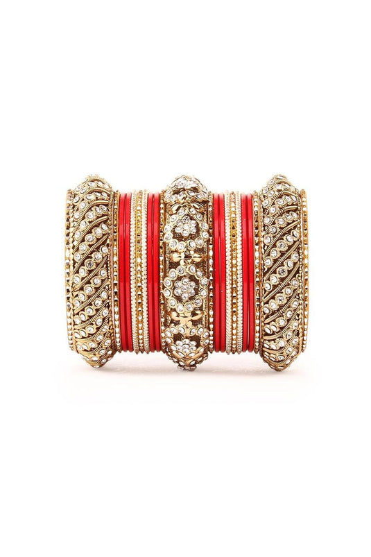 Fashionable Red Color Alloy Material Bangle Set