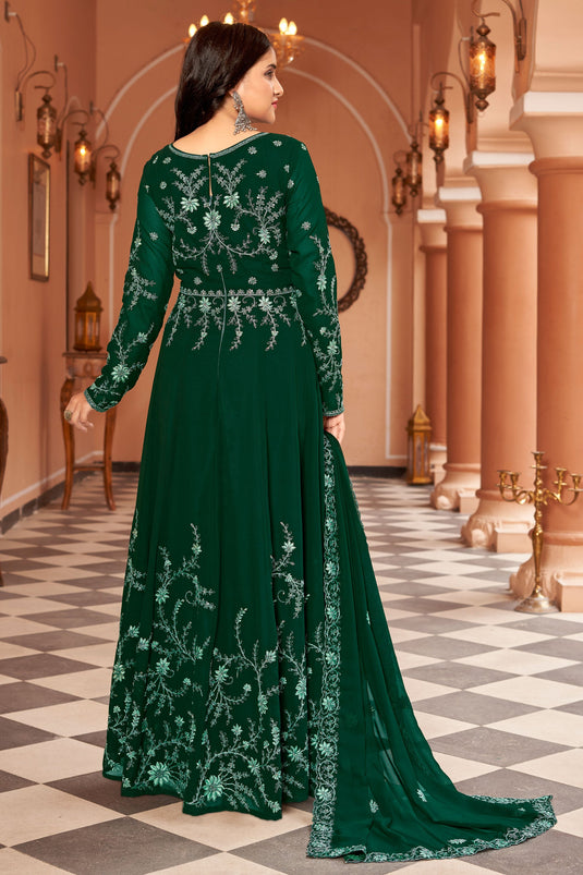 Green Color Function Wear Tempting Georgette Anarkali Suit