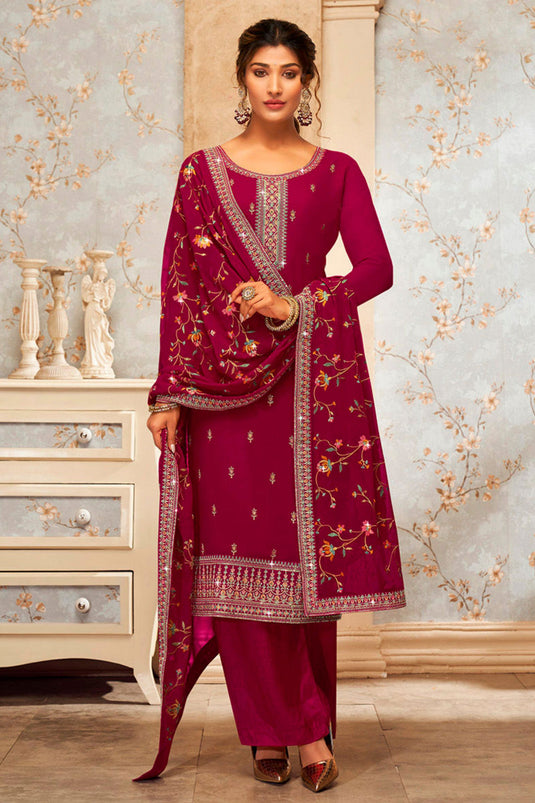 Rani Color Glittering Georgette Fabric Embroidered Palazzo Suit