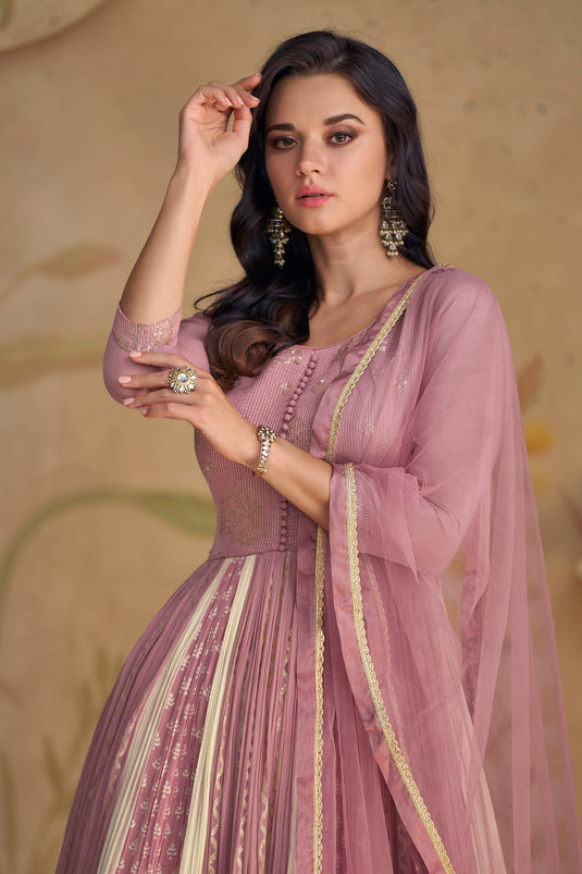 Eugeniya Belousova Pink Color Glorious Readymade Gown With Dupatta In Georgette Fabric
