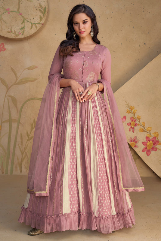 Eugeniya Belousova Pink Color Glorious Readymade Gown With Dupatta In Georgette Fabric