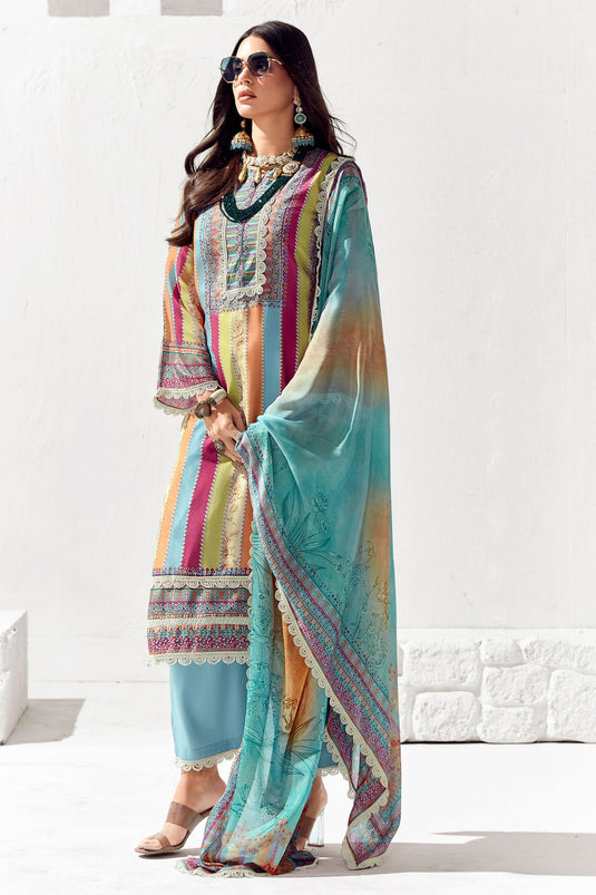 Tempting Printed Multi Color Cotton Salwar Suit