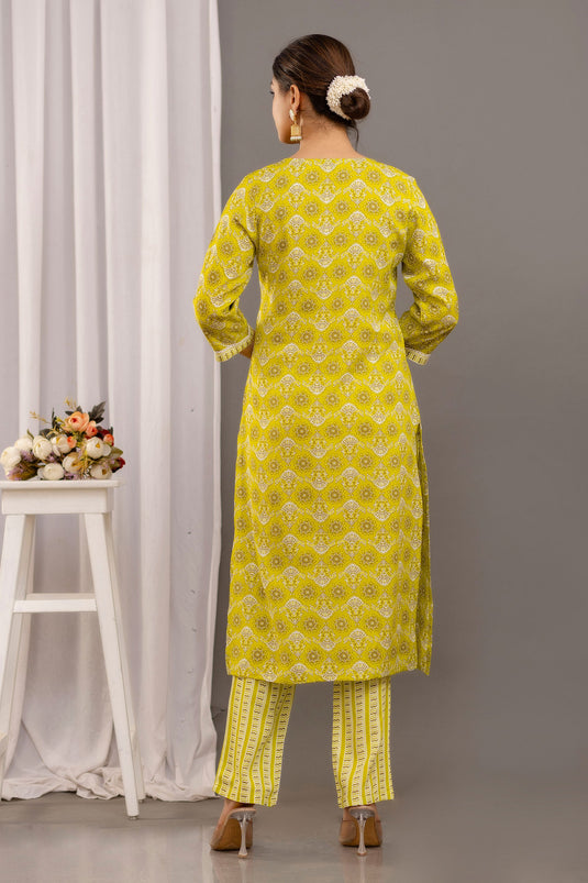 Gorgeous Printed Work Rayon Readymade Salwar Suit In Sea Green Color