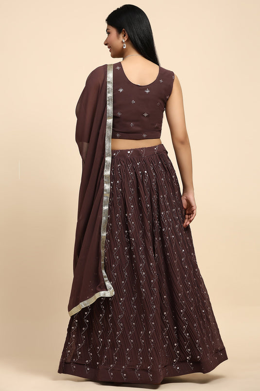 Function Wear Charismatic Readymade Georgette Lehenga In Brown Color