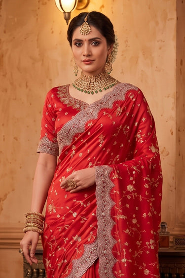 Glamour Red Designer Festive Wear Saree
