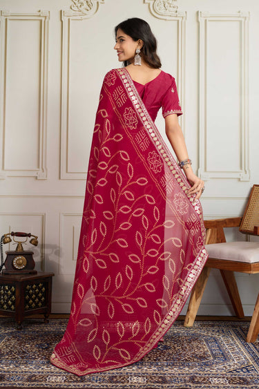 Pink Bandhani Print Georgette Function Wear Saree With Blouse