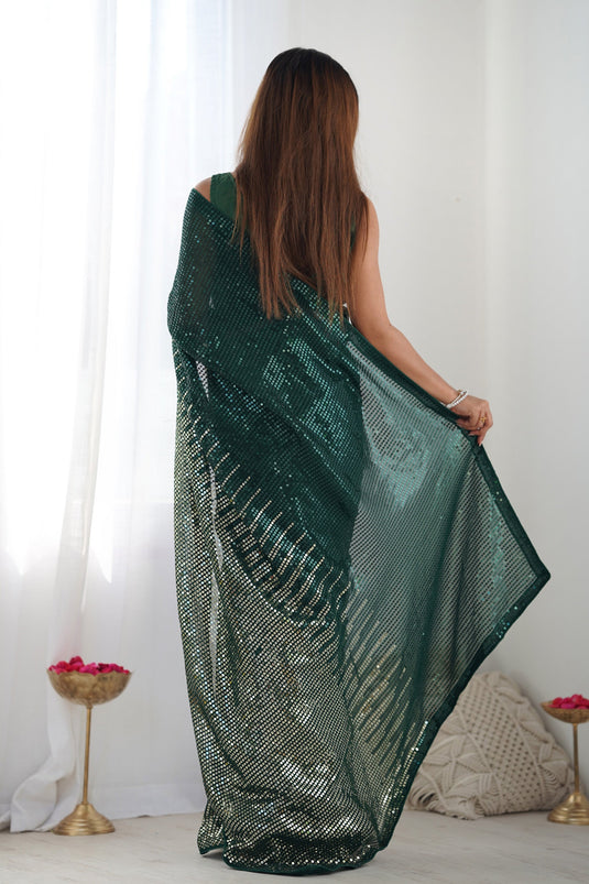 Green Heritage Georgette Saree