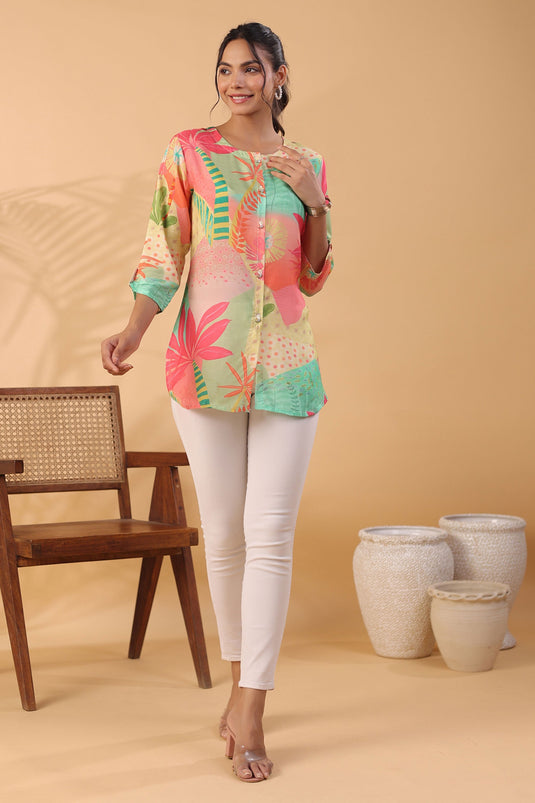 Exclusive Multi Floral Print Russian Silk Tunic