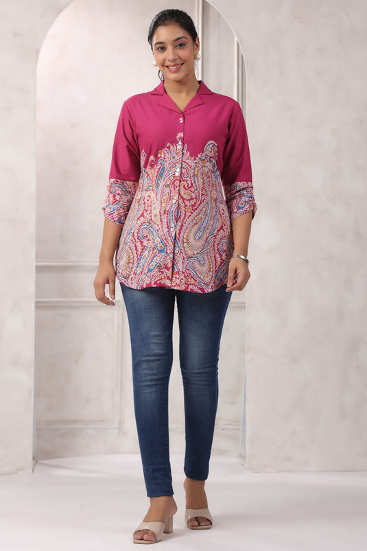 Exclusive Magenta Color Cotton Tunic