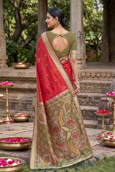 Festive Style Red Weaving Designs Silk Saree