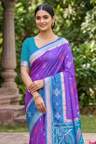 Purple Color Gorgeous Weaving Designs Silk Saree
