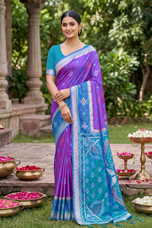 Purple Color Gorgeous Weaving Designs Silk Saree
