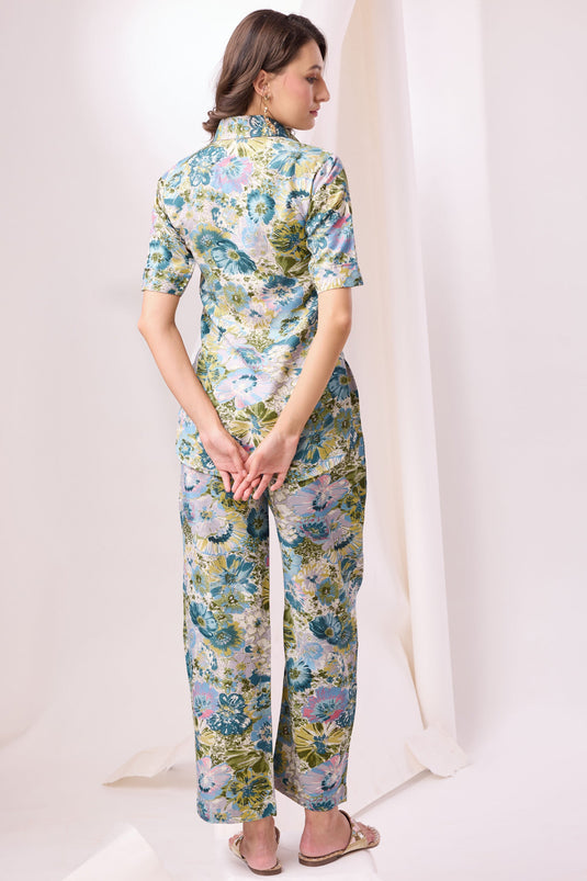 Exclusive Printed Multi Color Cotton Fabric Beatific Co Ord Set