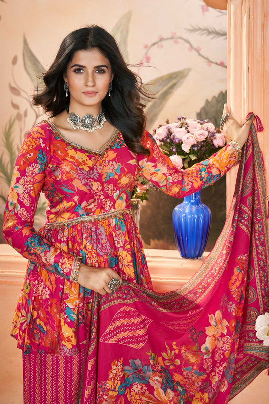 Rani Color Fascinating Readymade Art Silk Palazzo Suit