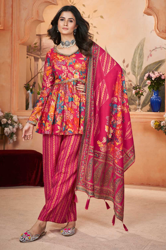 Rani Color Fascinating Readymade Art Silk Palazzo Suit