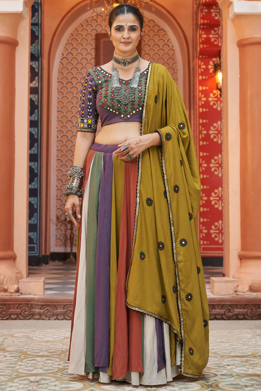 Amazing Multi Color Rayon Fabric Readymade Festive Style Lehenga Choli