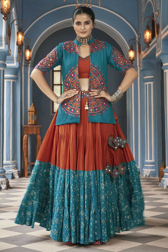 Viscose Rayon Fabric Multi Color Beatific Lehenga Choli With Jacket