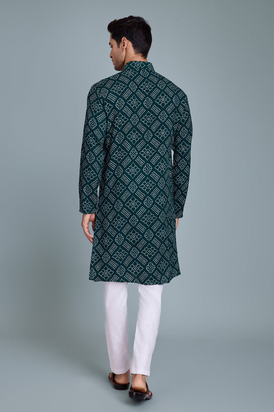 Rayon Fabric Teal Magnificent Readymade Men Kurta For Sangeet Wear