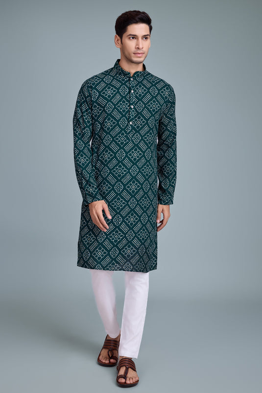 Rayon Fabric Teal Magnificent Readymade Men Kurta For Sangeet Wear