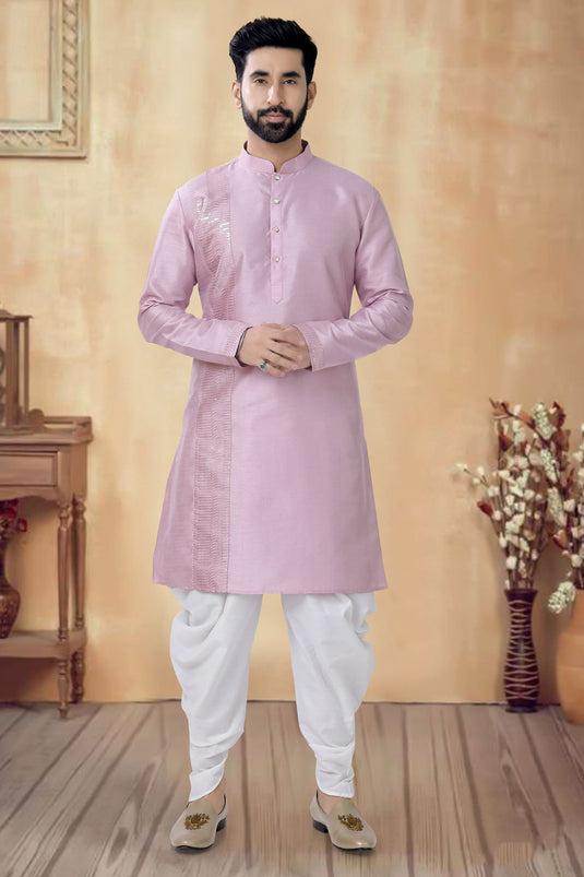 Silk Lavender Color Wedding Wear Readymade Designer Men Indo Western