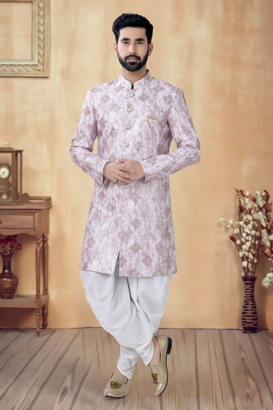 Wine Silk Festive Wear Readymade Lovely Indo Western For Men