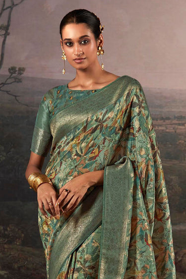 Light Cyan Color Weaving Work Brilliant Banarasi Saree