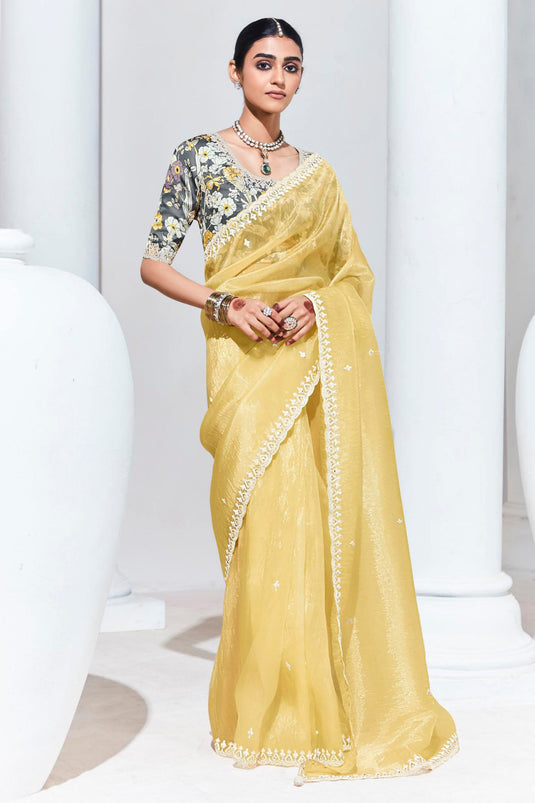 Yellow Designer Saree With Gorgeous Blouse