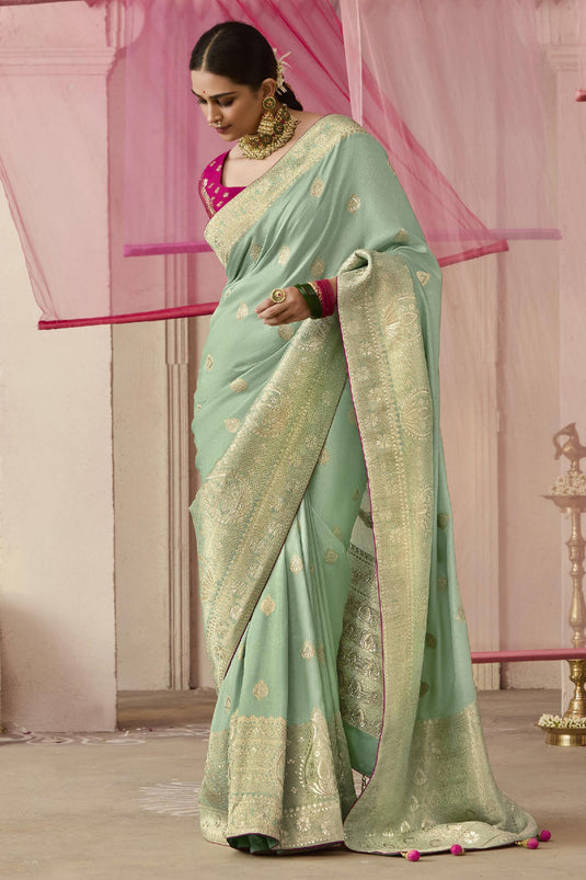 Traditional Sea Green Weave Silk Saree