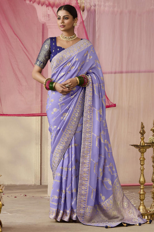 Blue Silk Weaving Work Function Wear Saree