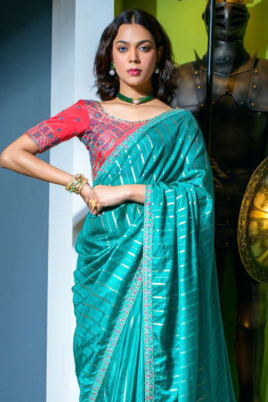 Imperial Sea Green Color Art Silk Saree With Weaving Work