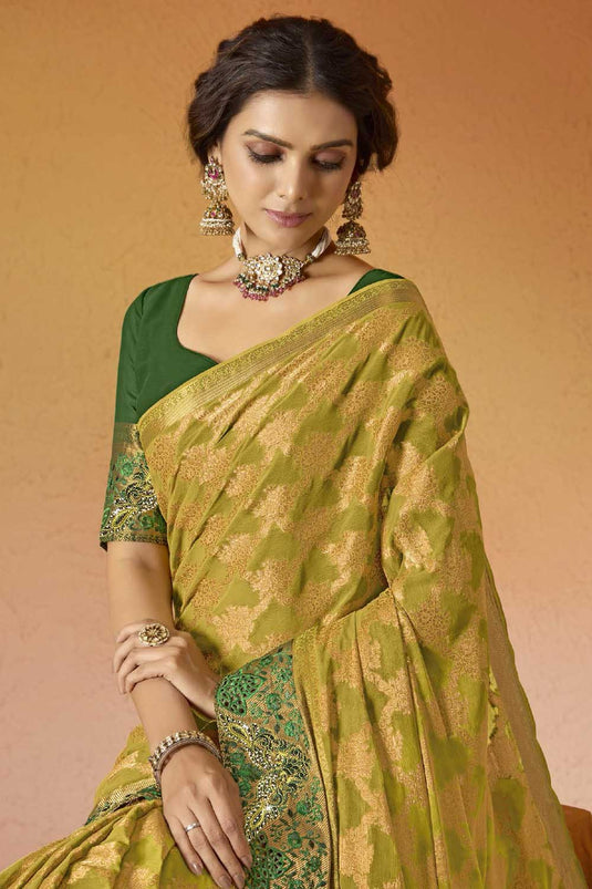 Yellow Color Embroidered Glamorous Georgette Saree