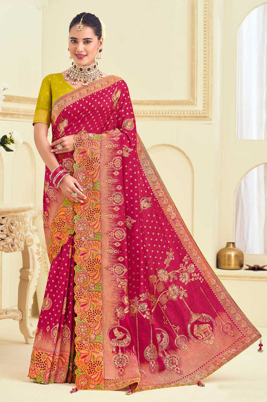 Imposing Weaving Designs Silk Saree In Magenta Color