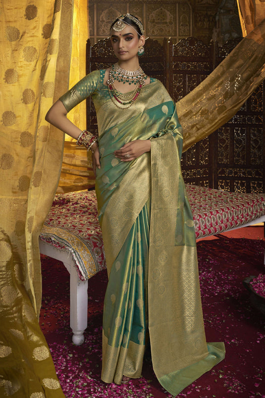 Sea Green Heritage Glow Silk Saree