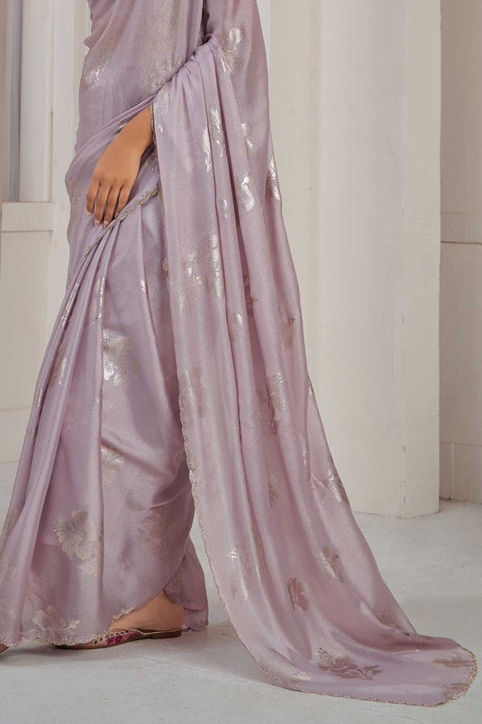 Blazing Pink Color Function Wear Satin Silk Saree