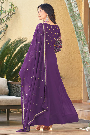 Vibrant Embroidered Readymade Anarkali Salwar Suit In Georgette Fabric