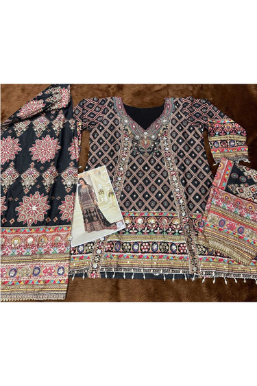 Traditional Black Designer Printed Crepe Silk Readymade Palazzo Salwar Kameez Set