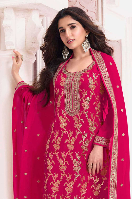 Nidhi shah Incredible Viscose Fabric Pink Color Salwar Suit