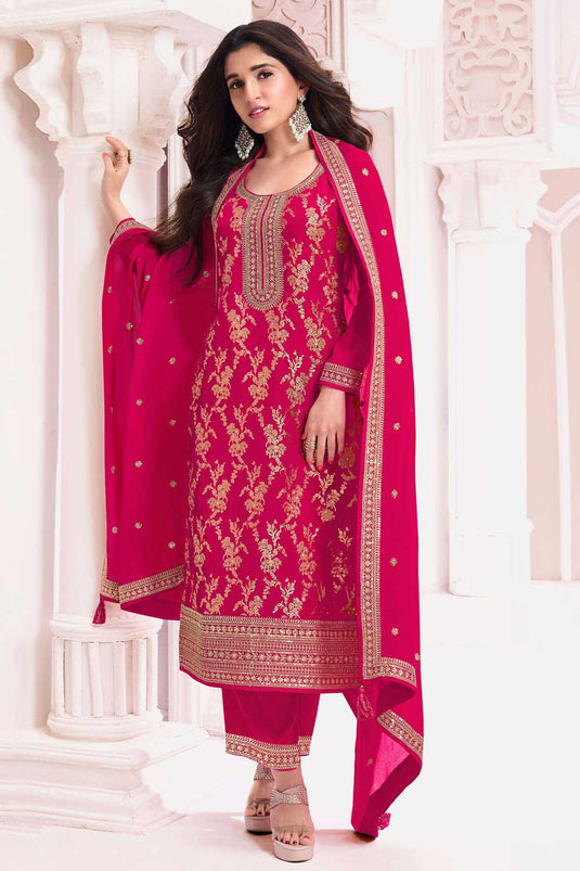 Nidhi shah Incredible Viscose Fabric Pink Color Salwar Suit