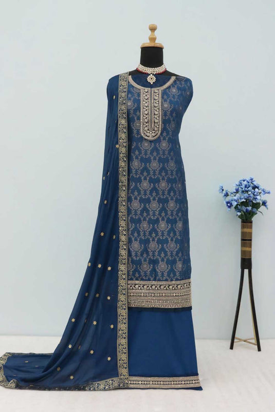 Nidhi shah Viscose Fabric Navy Blue Color Winsome Salwar Suit