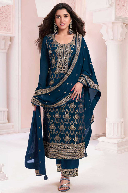 Nidhi shah Viscose Fabric Navy Blue Color Winsome Salwar Suit