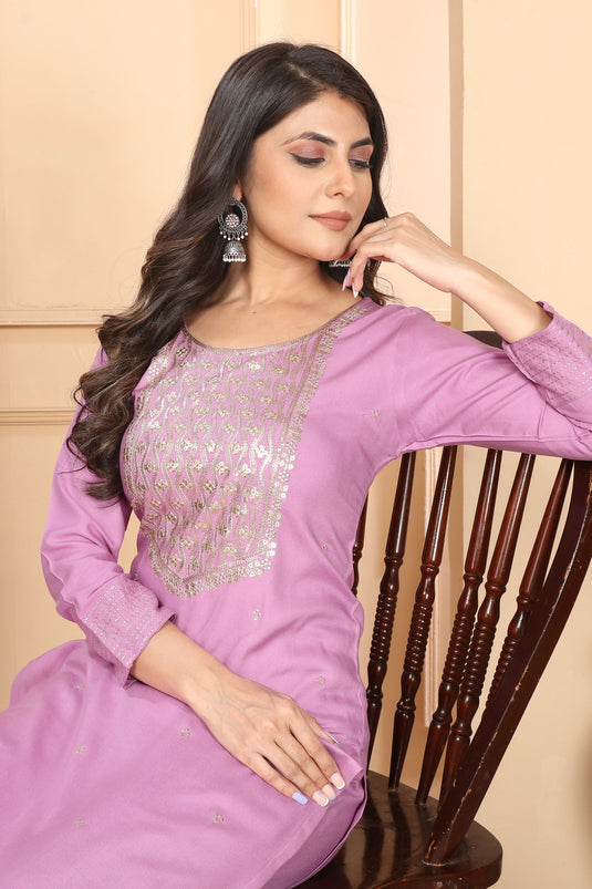 Engaging Pink Color Rayon Fabric Readymade Salwar Suit