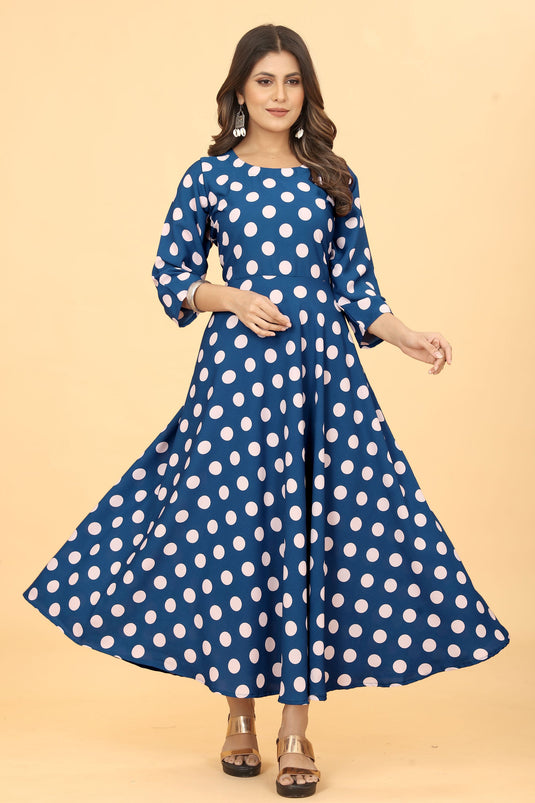 Blue Color Georgette Fabric Beauteous Kurti With Digital Printed Work