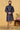 Navy Blue Color Jacquard Silk Fabric Readymade Men Kurta Pyjama