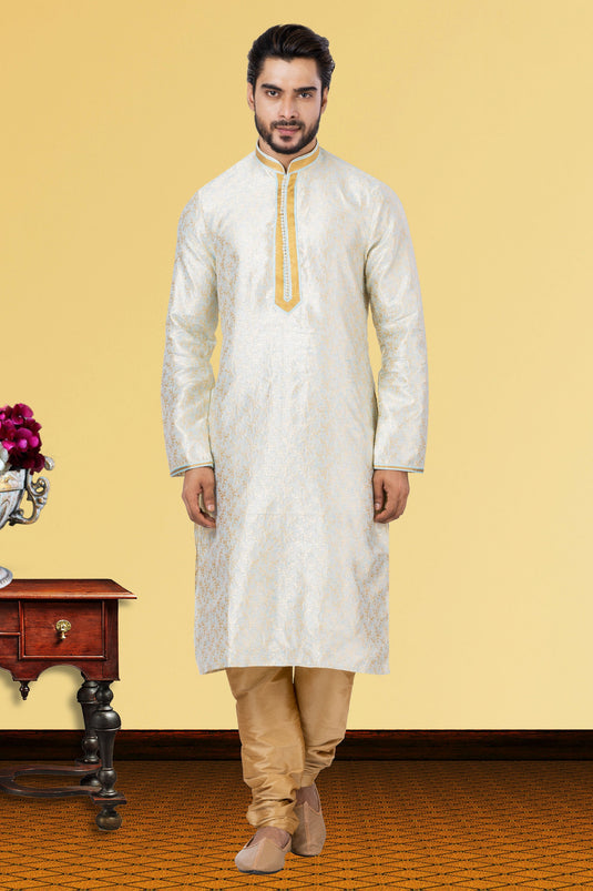 Function Wear Readymade Glamorous Kurta Pyjama For Men In Linen Silk Fabric