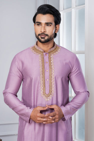 Stunning Lavender Sangeet Wear Readymade Men Kurta Pyjama