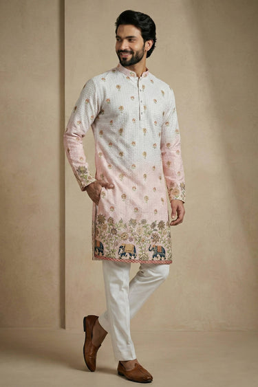 Multi Color Wedding Wear Cotton Fabric Readymade Kurta Pyjama For Men