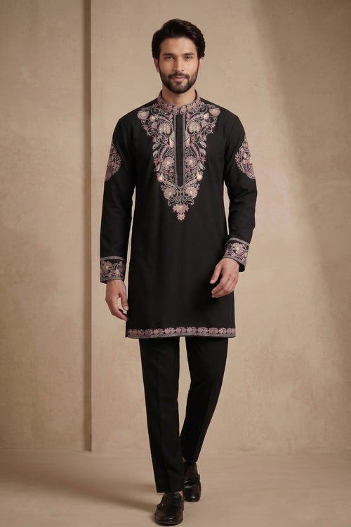 Luxurious Black Readymade Kurta Pyjama